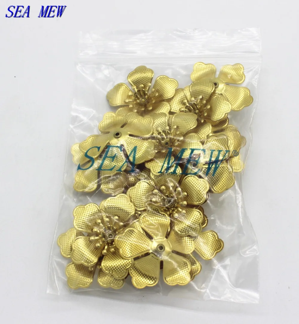 SEA MEW 29 мм Металлические медные цветы База Установка сырая латунная филигрань