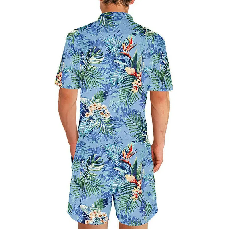 Богемный ромпер с тропическим цветочным принтом уличная одежда мужской