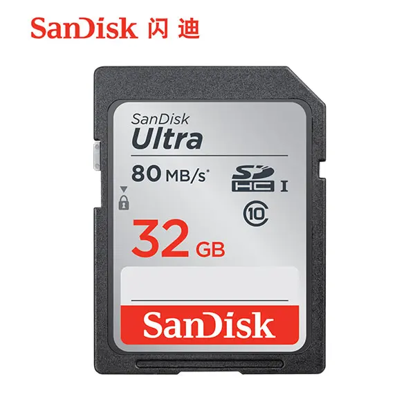 Двойной Флеш-накопитель SanDisk Ultra разъем для SD карты со шлейфом 8 Гб оперативной памяти, 16 Гб встроенной памяти, 32 ГБ SDHC 64 Гб 128 256 SDXC Class10 слот для карт памяти C10 R80mb/s USH-1 Поддержка для Камера - Емкость: 32GB class10 SD