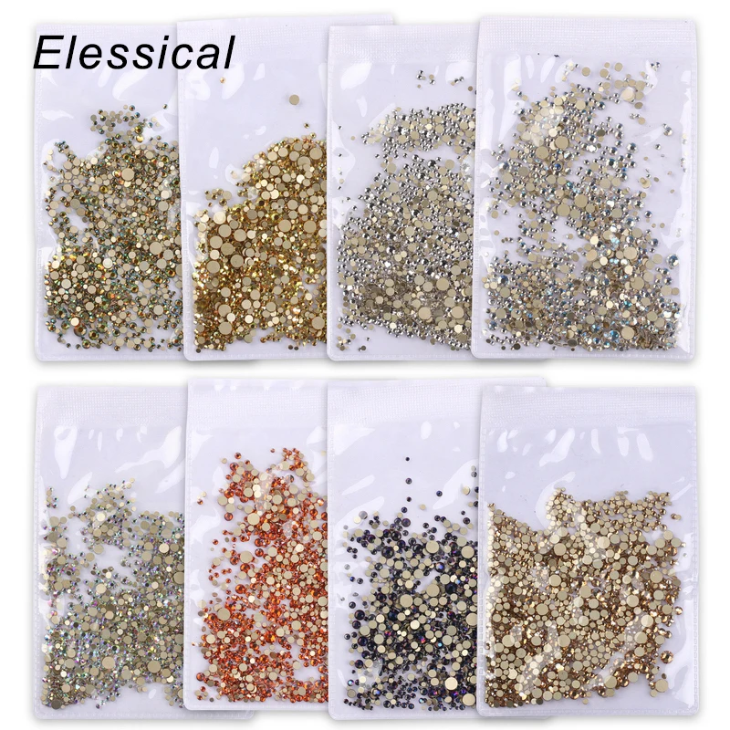 Elessical 1440 шт. стразы для украшения ногтей с дизайном аксессуары наклеек|Стразы и