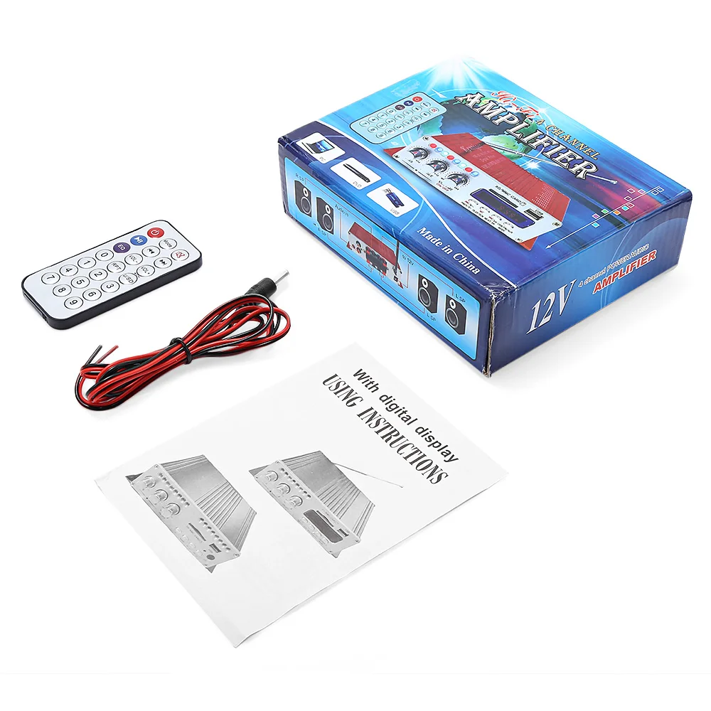 Kentiger HY - 504 HiFi 4-channel Stereo Audio Remote Control Amplifier Tow Main Channel Output With Controll FM Radio | Автомобили и