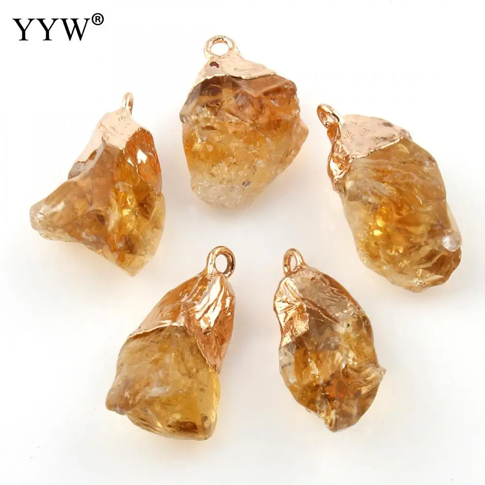 5 шт. подвеска в виде цитрины золотого цвета YYW Большие Подвески из