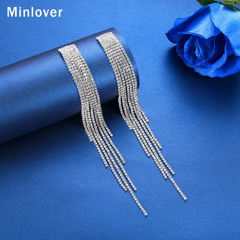 Minlover новейшие летние длинные серьги с кисточками для женщин прозрачные