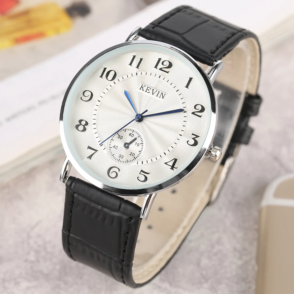 KEVIN Red/Black/White Leather Strap Lady Watches Casual Modern Light Women Wrist Arabic Numerals Dial Female Clock Gift | Наручные часы