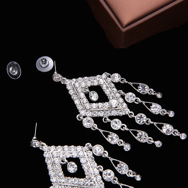 Глаза форма посеребренные серьги Лидер продаж Длинные Стиль Кристалл Циркон