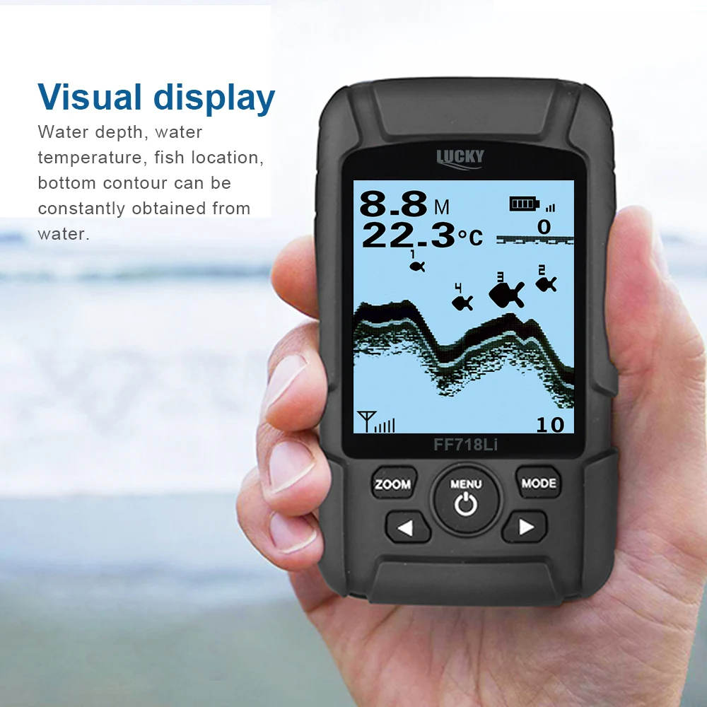 LUCKY Fish Finder монитор детектор рыбы 180 м ЖК LED подсветка эхолот De Pesca беспроводной Sonar