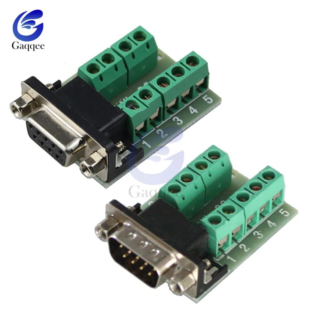9pin Solderless соединители DB9 RS232 серийный к терминалу Женский Мужской адаптер разъем