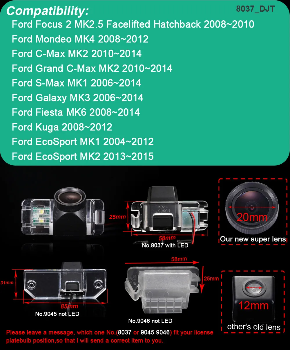 Камера 170 градусов парковочная камера заднего хода автомобиля для ford Mondeo Focus Fiesta