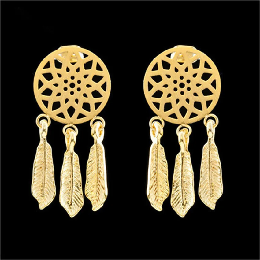 GORGEOUS TALE Boho Dreamcatcher Stud Earring For Women Silver Color Vintage Stainless Steel Geometric Earring BFF Gift