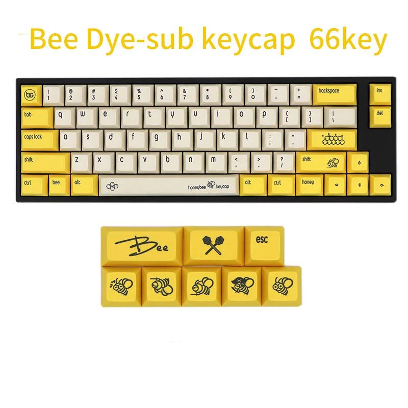 66 key BGKC DSA Bee Тепловая Сублимация красителя для печати, PBT keycap для проводной USB механической клавиатуры Cherry MX switch keycaps - Цвет: 66 key