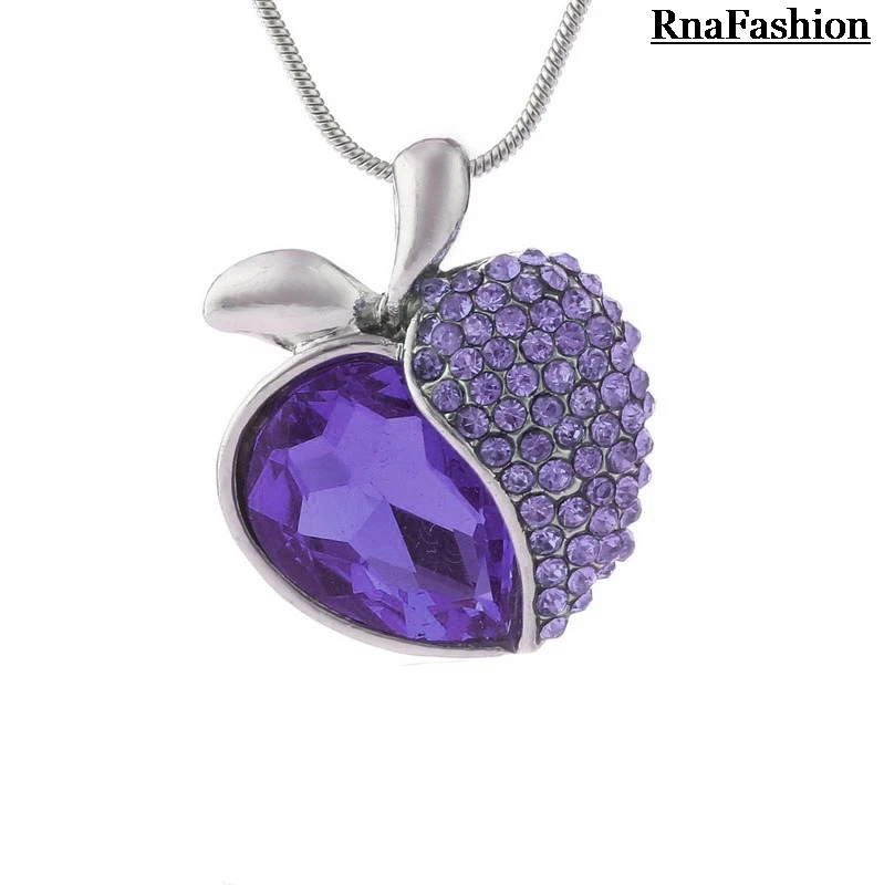 Женское ожерелье с подвеской в виде яблока Персиковое сердце посеребренное