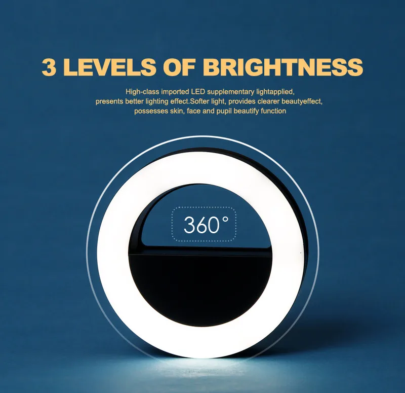 Flash Light Luminous Rechargeable USB LED Selfie Ring Cover Case Universal Up Phone Accessories |