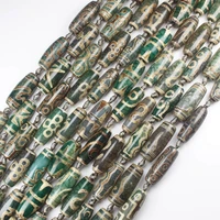 free shipping 10x30mm green dzi beads tibet olivary agat stone oval diy pendant loose beads 6pcs