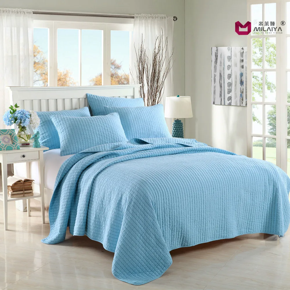 

Little blue embroidered cotton quilting rice were washed three-piece Korean style