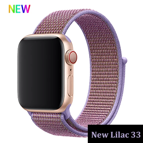 New Lilac 4 Ремешок для apple watch, ремешок 44 мм, 40 мм, тканый нейлоновый ремешок iwatch серии 5, 4, 3, ремешок 42 мм, 38 мм, ремень, аксессуары для apple watch - Цвет ремешка: New Lilac 4