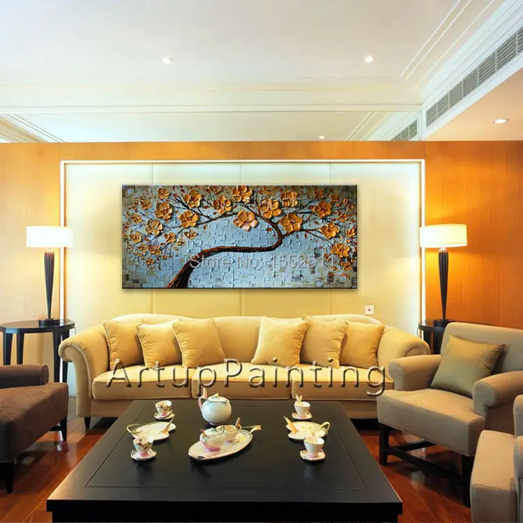 Цветок Ручная роспись стены искусства холст Картина маслом палитры ножи цветок