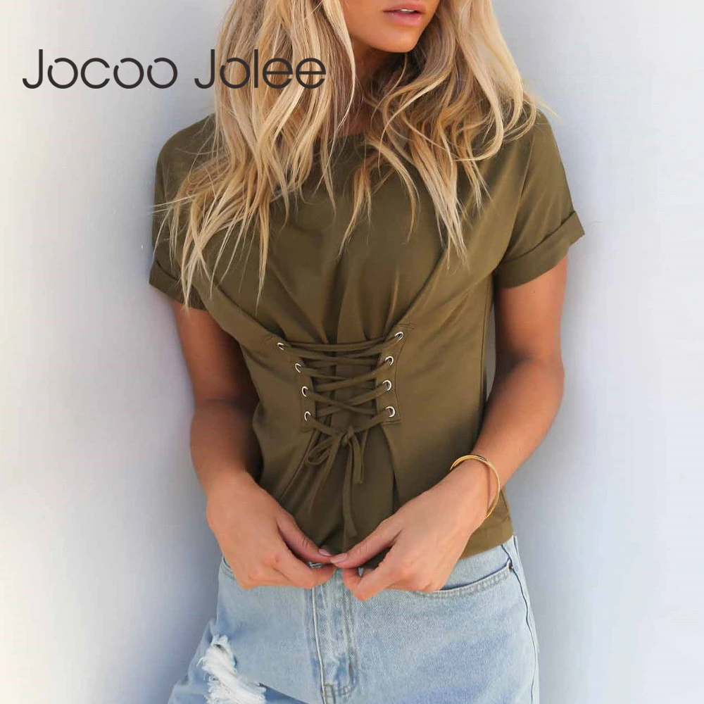 Повседневные женские рубашки Jocoo Jolee с круглым вырезом пикантные дизайнерские со