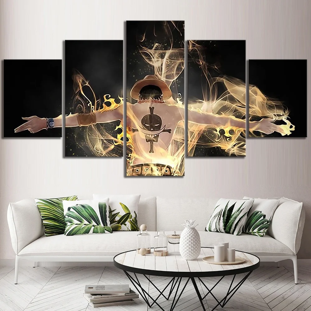 Hd с модульная плакат Wall Art 5 шт. аниме одна деталь Portgas D.Ace украшения дома Холст