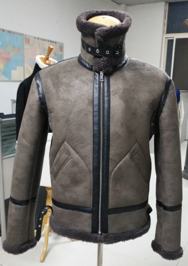 1 S-3XL! b3 меховая цельная Мужская замшевая ткань берберский флис верхняя одежда мотоциклетная тонкая короткая куртка дизайнерская зимняя толстая - Цвет: 1