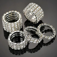 1 5 rows elastic rings for women bridal wedding crystal rhinestone stretch ring lovely girl party rings