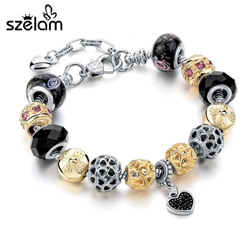 Женский браслет-цепочка с сердечком SZELAM Серебристый браслет цепочкой модель