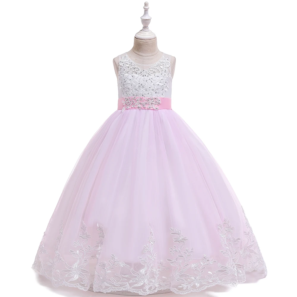 White First Communion Dress for Girl Tail Tutu Teen Chirldren's Princess Wedding Long Party Evening Dresses LP-231 | Детская одежда