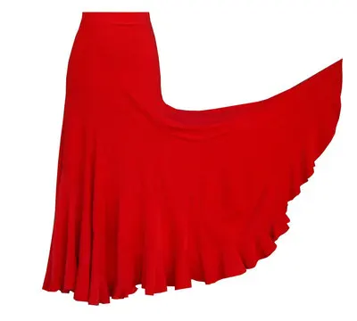 Red skirt Черный красный для взрослых/для женщин Фламенко юбка длинное платье юбки танцевальные костюмы фламенко испанский танец юбки стандартный бальный - Цвет: Red skirt