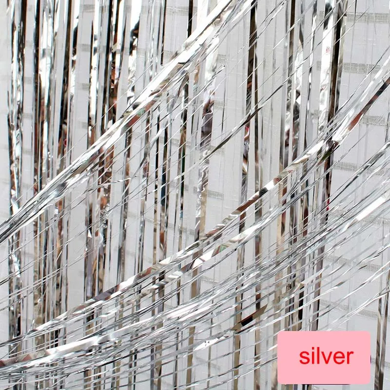 glossy-silver Свадебный фон дождь занавес s мишура Фольга занавес день рождения фон Свадебные украшения Девушка Взрослые юбилей украшение стены - Цвет: glossy-silver