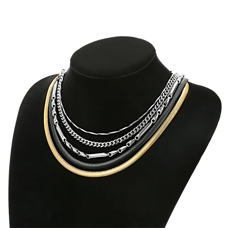 Азиз BEKKAOUI нержавеющая сталь змея золотистого цвета ожерелья звено цепи колье