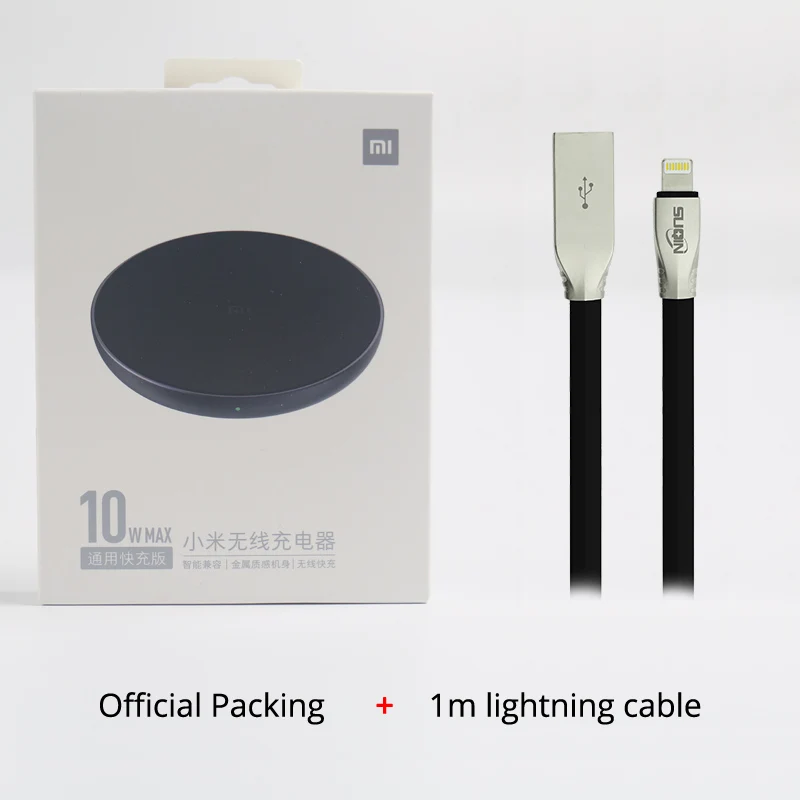 and lightning cable Xiaomi Qi Беспроводное зарядное устройство 10 Вт макс быстрая Беспроводная зарядка для iPhone X XR 8 samsung S9/S9+ S8 Note 9 - Тип штекера: and lightning cable