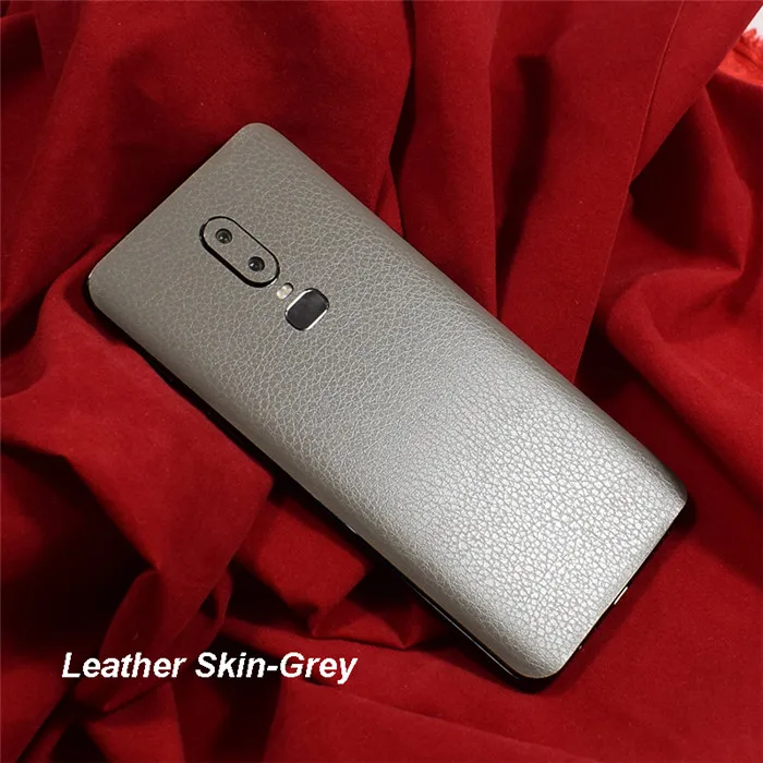 Leather Grey 3D наклейка из углеродного волокна для OnePlus 7 Pro, кожа/дерево, защитная задняя крышка для телефона, наклейка для OnePlus 6T 1+ 6, наклейка - Цвет: Leather Grey