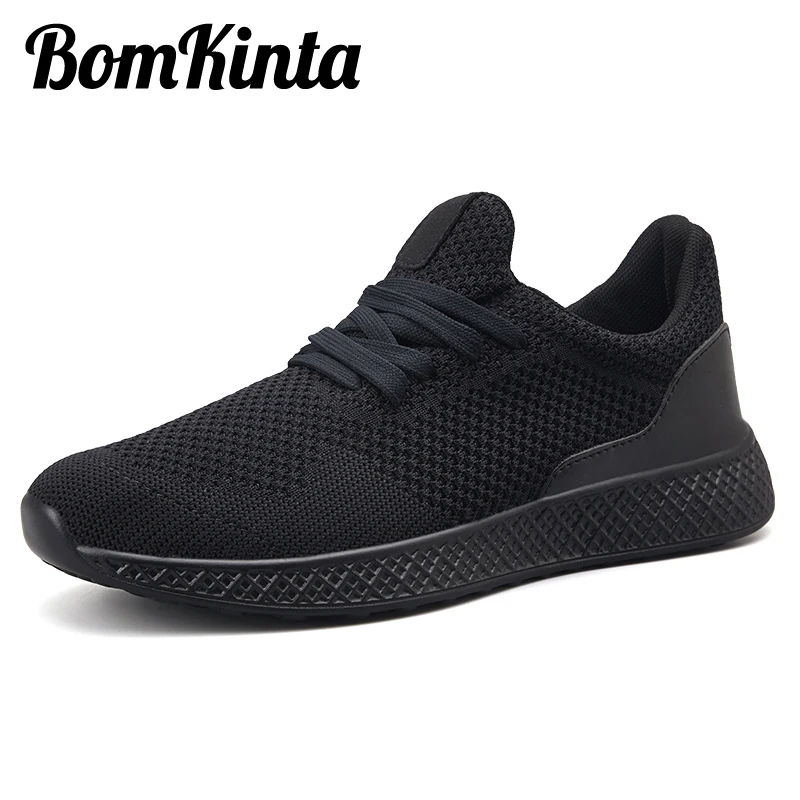BomKinta New Breathable Adult Casual Shoes Men Plus Size 48 Mesh All Black Tenis Sneakers Outdoor Walking Male | Обувь