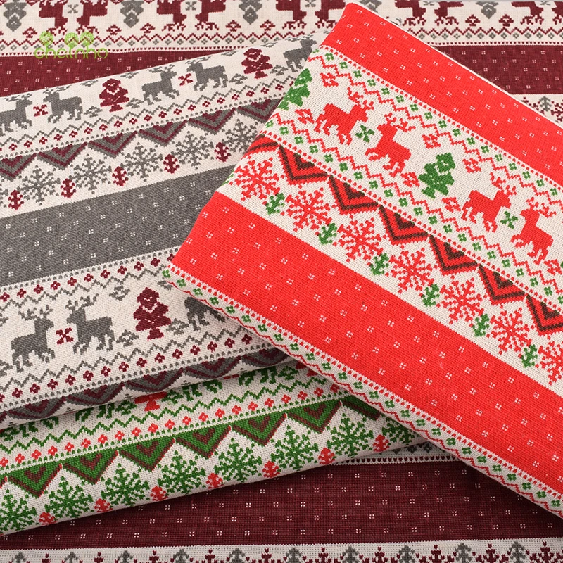 Chainho Рождественская серия напечатанная хлопчатобумажная льняная ткань для DIY