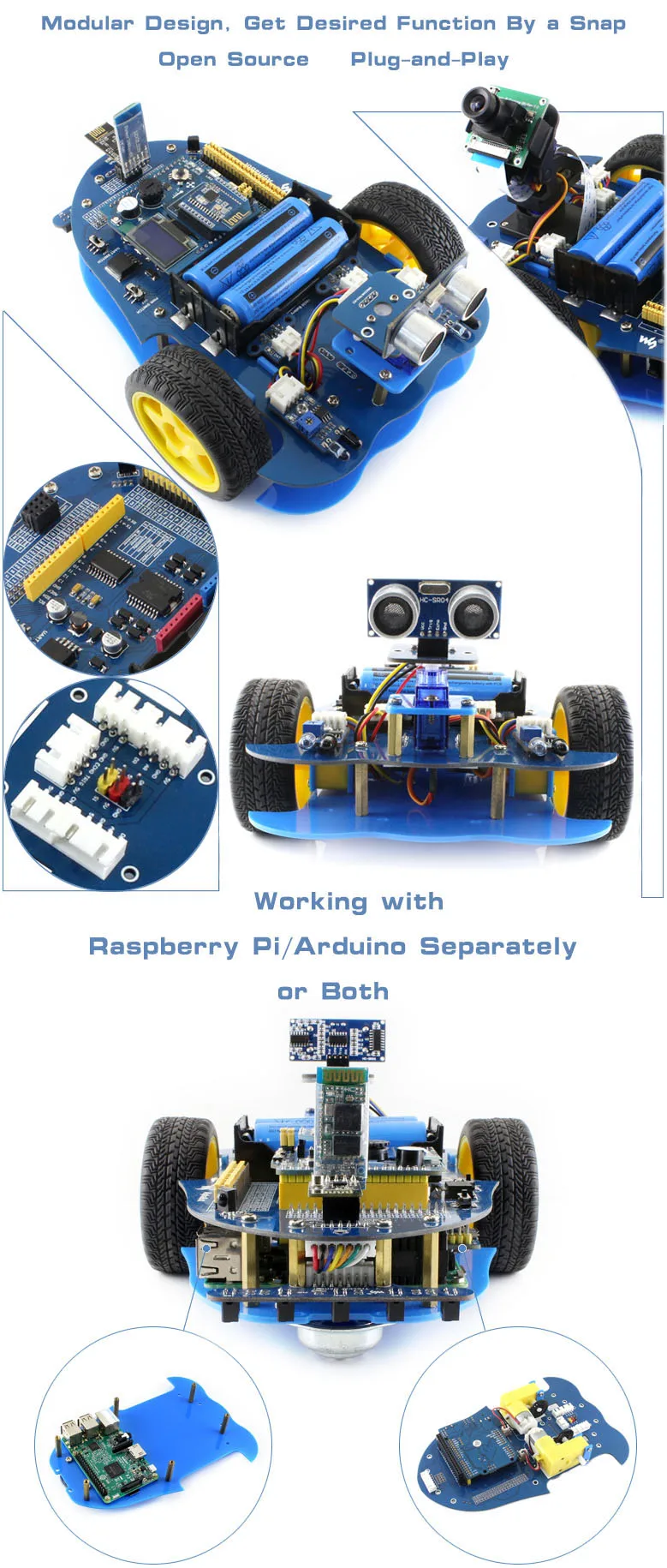 Набор для сборки робота Raspberry Pi: Raspberry Pi 3 Model B+ и AlphaBot& camera, 24 аксессуара