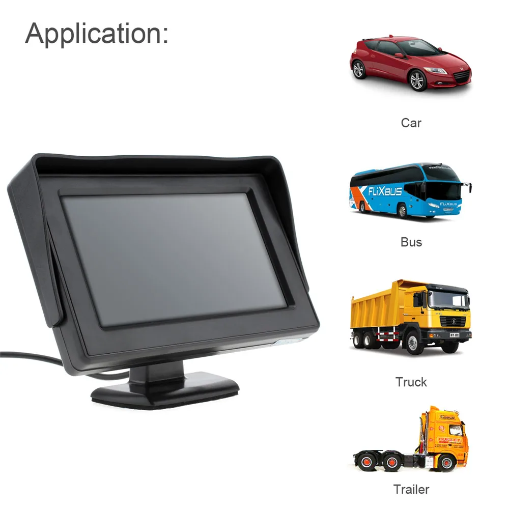 Автомобильный монитор с разрешением 12 в 4 3 дюйма HD 480x234 TFT LCD беспроводным