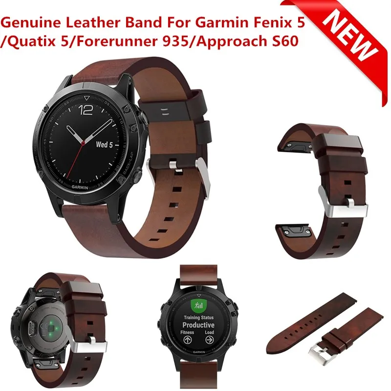 22 мм роскошный ремешок из натуральной кожи для часов Garmin Fenix 5 Quick fit застежка браслет для Fenix 5 Plus/Quatix 5 ремень