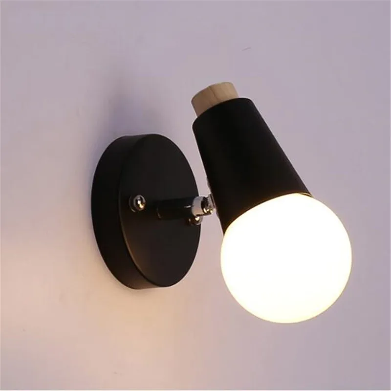 Скандинавская простая красивая черно-белая железная деревянная настенная лампа