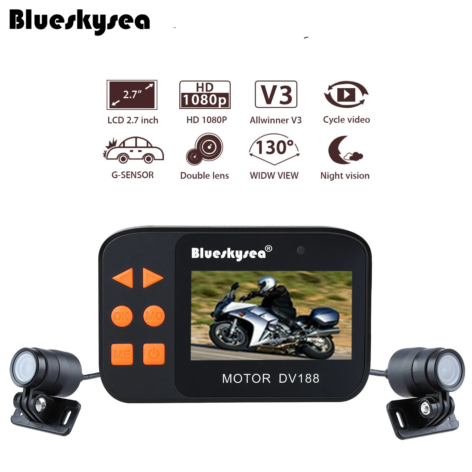 Спортивная камера Blueskysea 2 7 &quotDV188 видеорегистратор для велосипеда мотоцикла