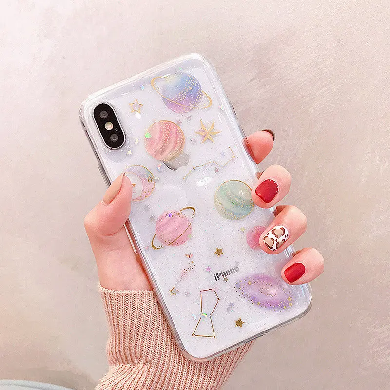 

Роскошный Блестящий Прозрачный чехол для iphone X XS Max XR, мягкие чехлы из ТПУ для iphone 6 6s 7 8 plus, задняя крышка, чехол