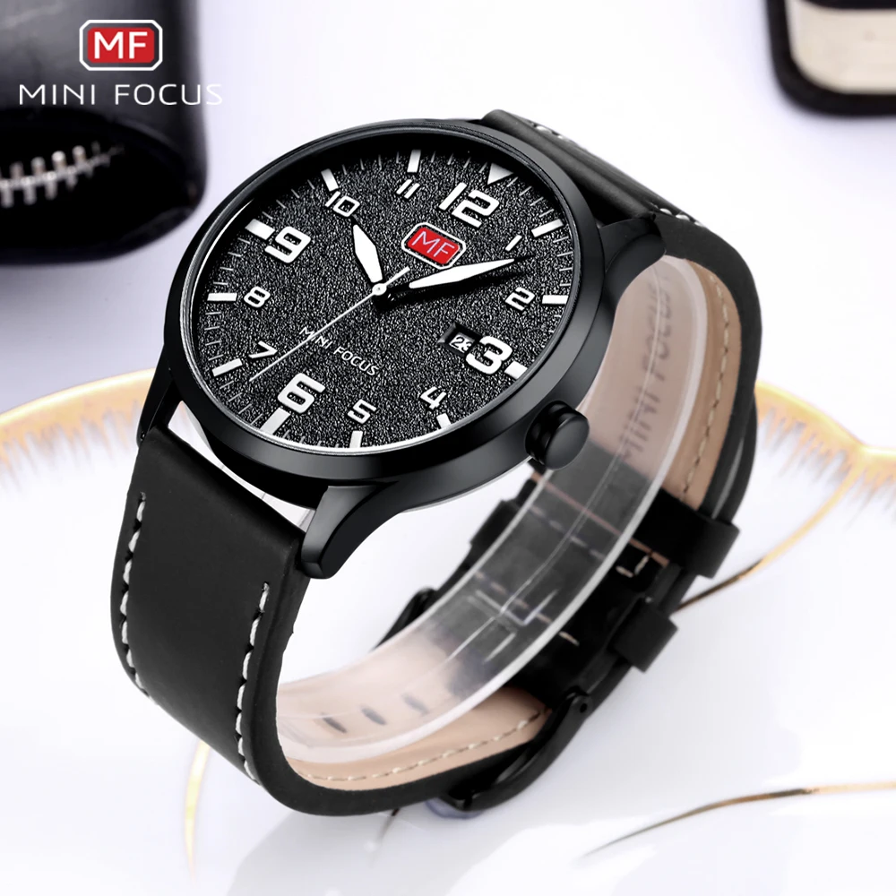 MINIFOCUS Men's Watches 2019 Luxury Quartz Wristwatch Brand Fashion Leather Sport Watch Waterproof Male Clock Relogio Masculino |