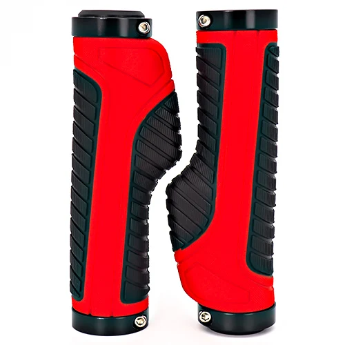 Red Bike Grips VICTGOAL горный велосипед ручки противоударные Нескользящие велосипедные ручки горный велосипед Handlerbar ручки замок на мягкой резиновой велосипедной части - Цвет: Red Bike Grips