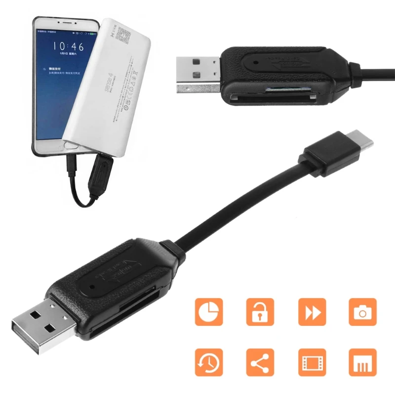 OOTDTY 3 в 1 Тип C USB SD TF Micro кардридер Переходный кабель передачи данных для S8 Note8 G6 G5