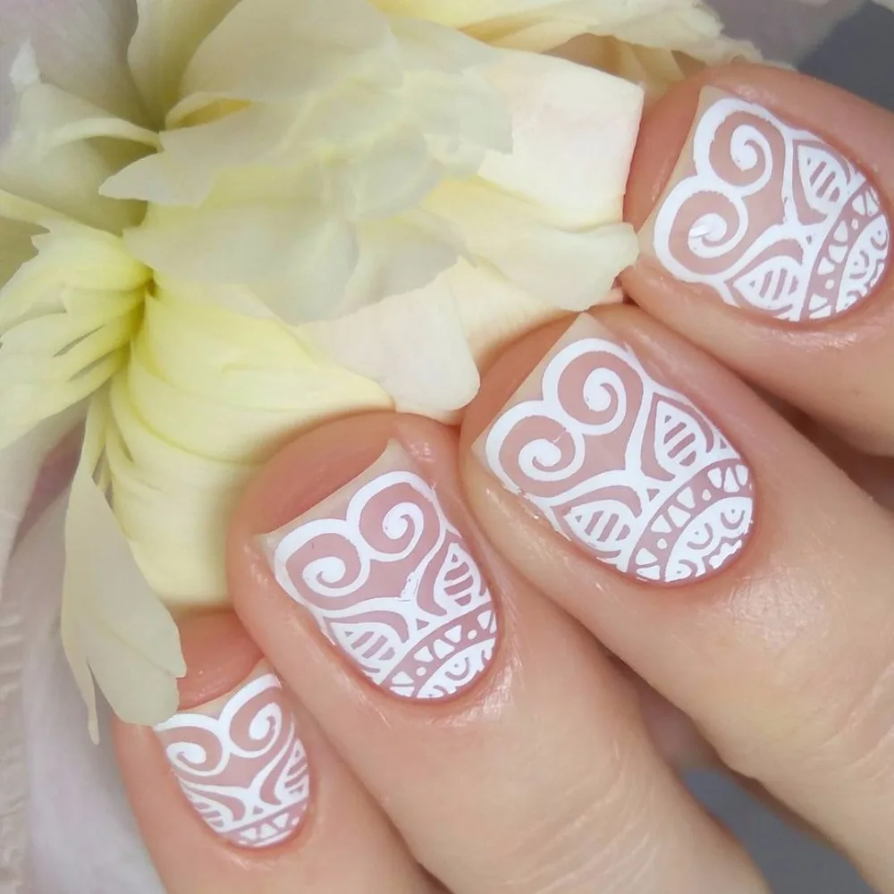 KADS Новый 2017 Полный Красоты Кружева Цветов Nail Art Печати Штамповка Плиты PolishTemplate