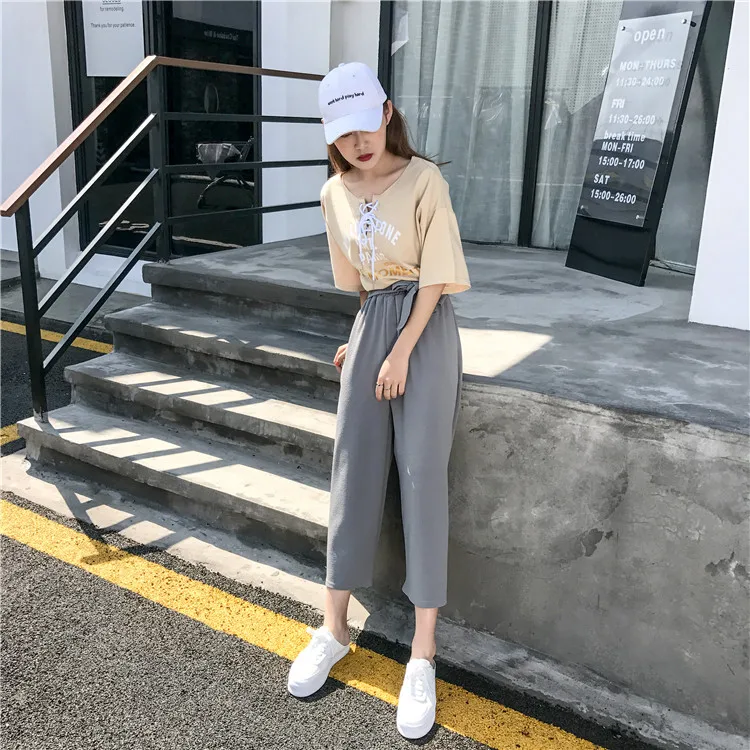 Женские повседневные свободные широкие брюки, женские элегантные модные брюки в консервативном стиле, Женские однотонные женские новые брюки палаццо