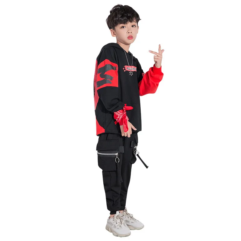 New High Quality 2019 Boys Wear Street Hip Hop Suit Autumn Children's Long-sleeved Sweater Large Dance Costume |