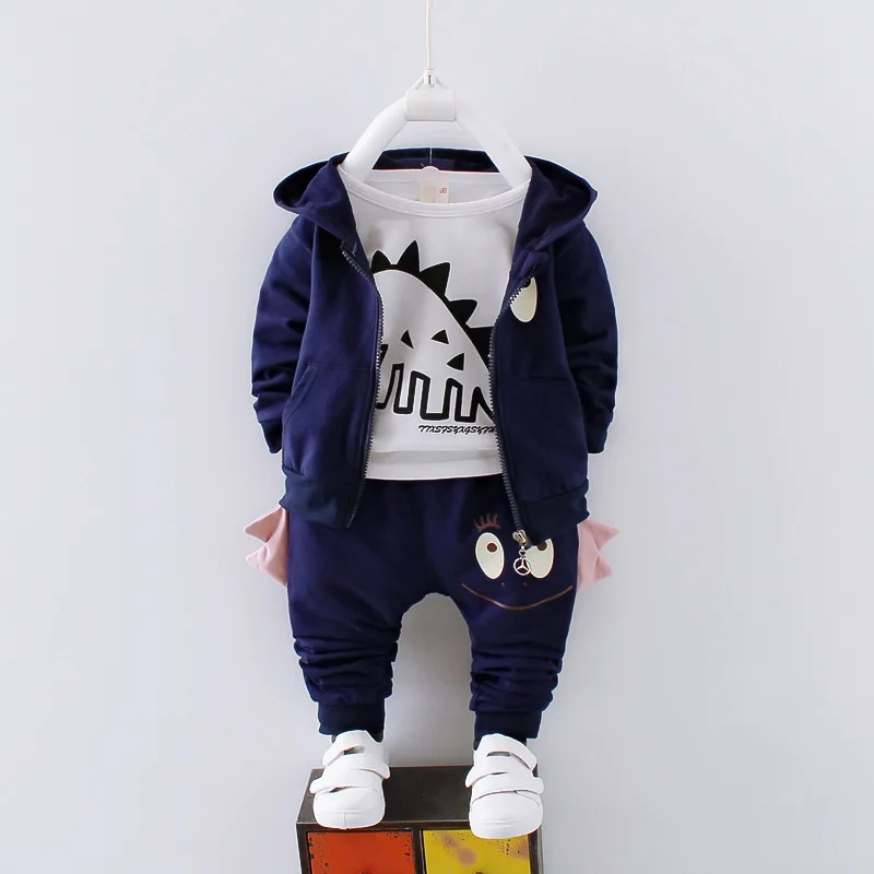 Toddler boys sprign autumn clothing set fashion cartoon longsleeve t-shirt+Hooded jacket+pants 3pcs kids outfits tracksuit |