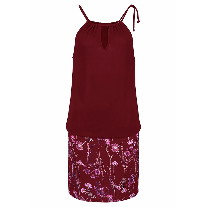 Пикантные без рукавов Холтер дамы летнее платье ретро печати повседневное Стиль