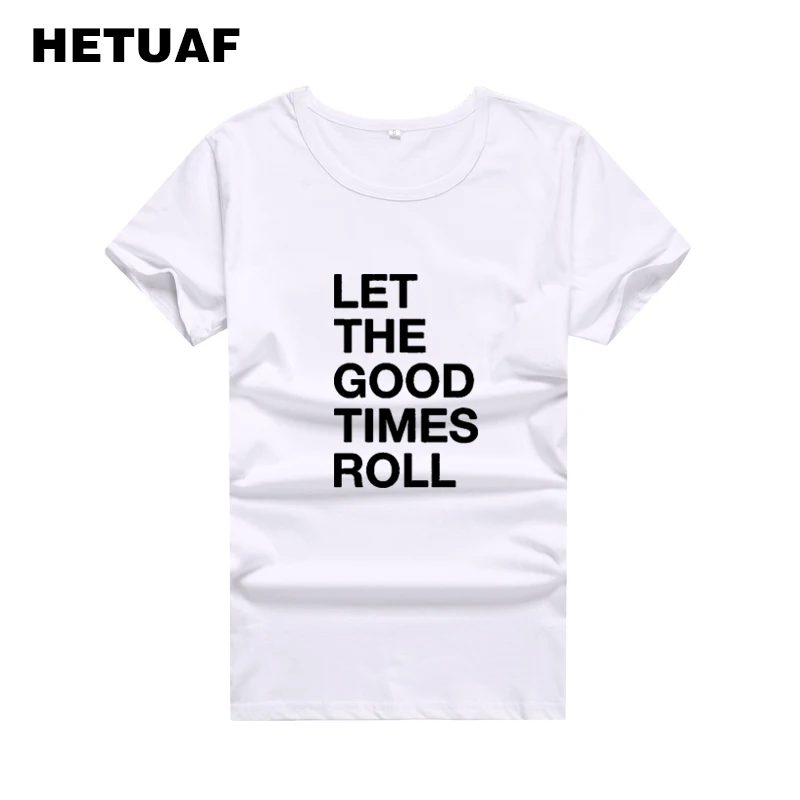 Женская Винтажная Футболка HETUAF хлопковая с круглым вырезом и надписью LET THE GOOD TIMES