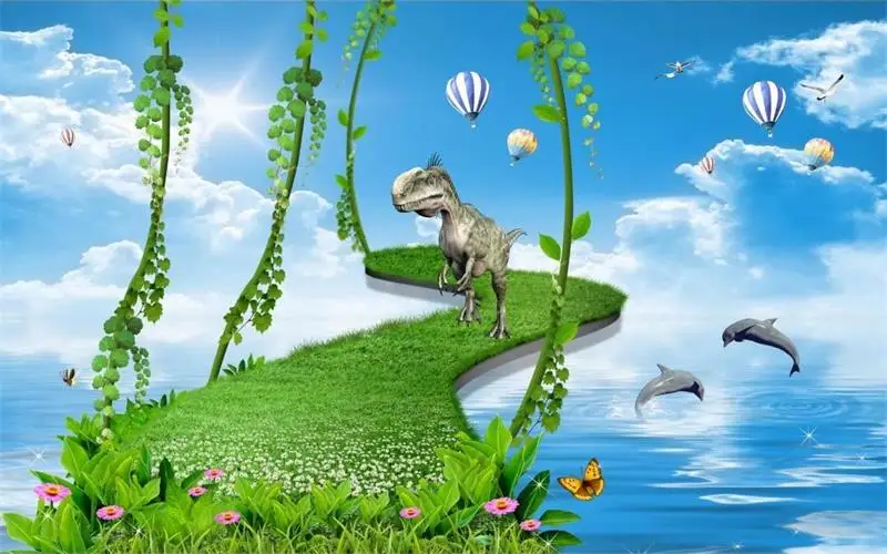 Пользовательские 3d фото обои для детской комнаты Фреска динозавр живопись ТВ Фон