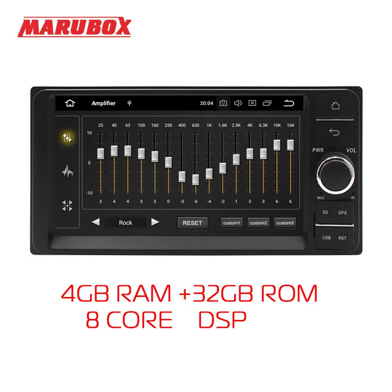 MARUBOX 7A701PX5, Универсальная магнитола на андройде 9.0,Автомобильный мультимедийный плеер для Toyota, 8 ядер,Штатное головное устройство,Оперативная 4GB,Встроенная 64GB,Радио чип TEF6686,навигация,BlueTooth